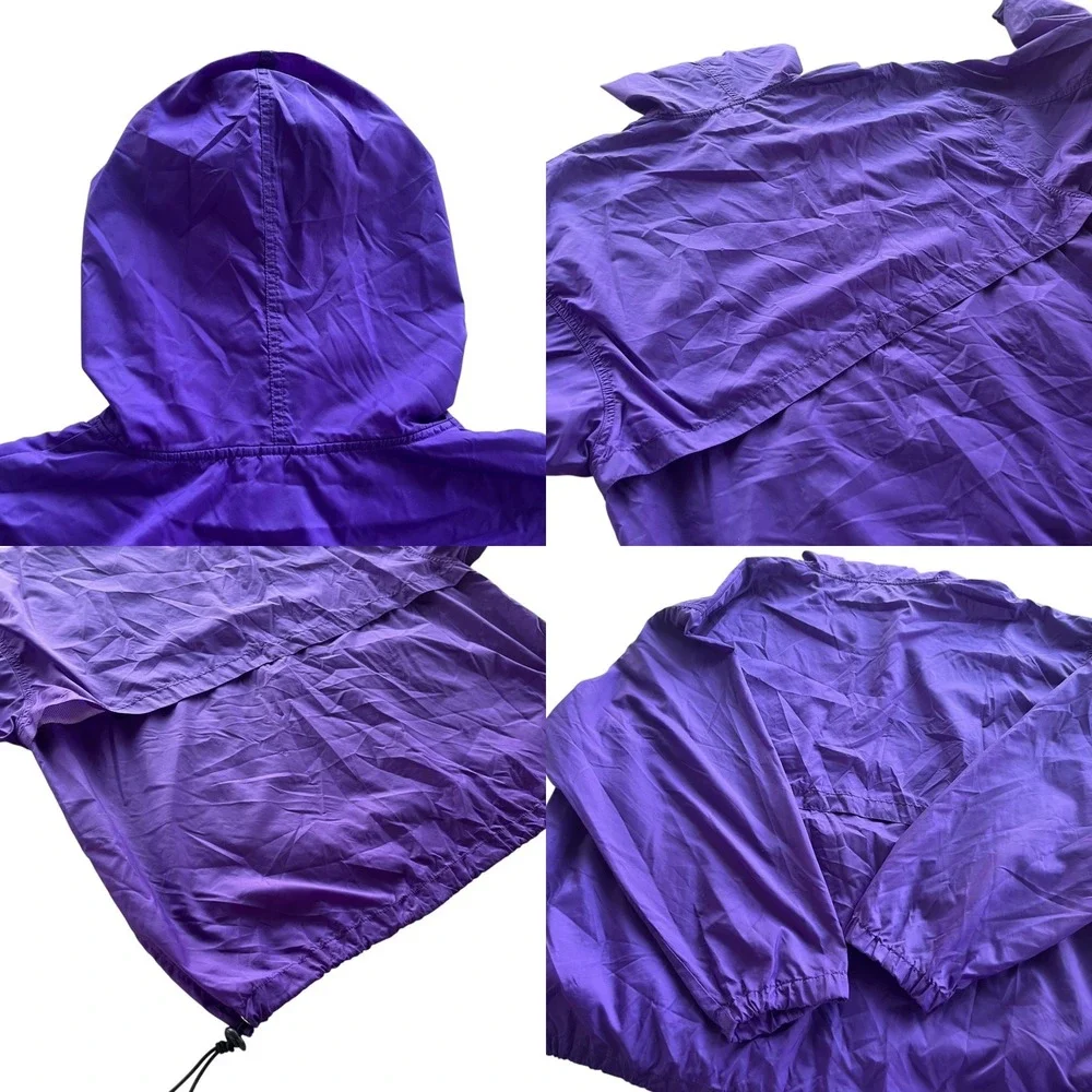 Augusta Sportswear Women XL Purple Hood Vented Pullover Windbreaker Jacket Retro